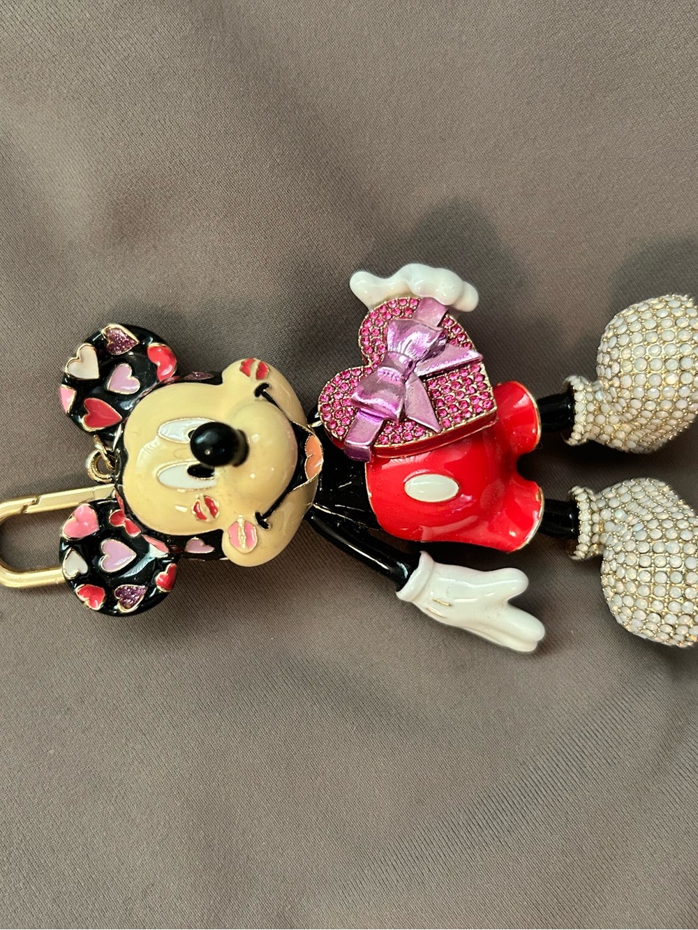BaubleBar Minnie Mouse Heart Keychain in Black, Red & Pink